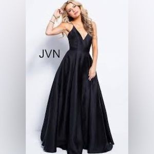 JOVANI - SATIN SPAGHETTI STRAPS V NECKLINE PROM DRESS JVN48791